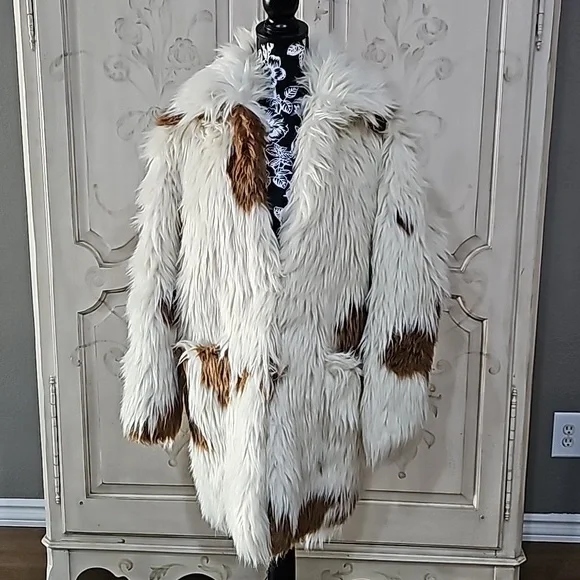 NWT Zadig & Voltaire Fred Tache Faux Fur Natural Coat Sz S